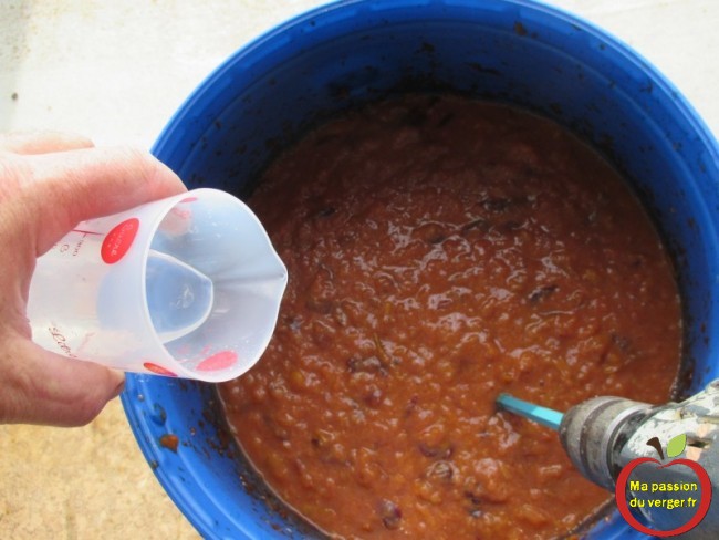 Réduire le pH, en y ajoutant le combiné d’acide MS dans le moût de quetsche ou de prune.